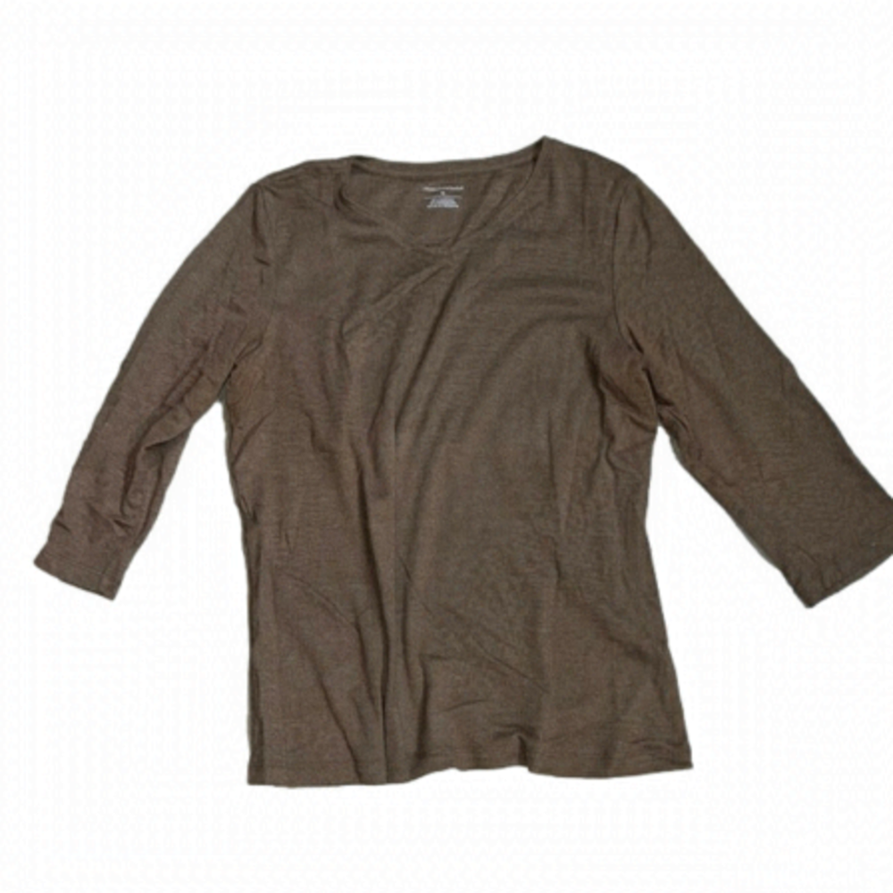 CHRISTOPHER & Banks Brown V Neck Long Sleeve Size Medium